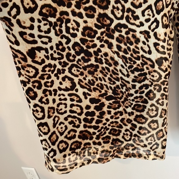 Forever 21+ Animal Print Pants SZ 1X Sheer Lined Wide Leg Pants Elastic Waist - Picture 4 of 10